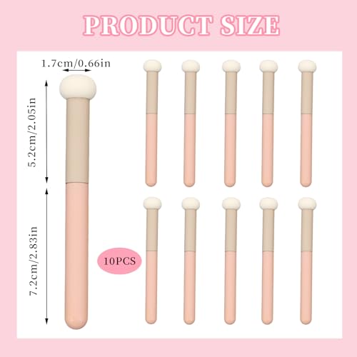 Braxan 10 Pcs Makeup Applicators Set - Soft Mushroom Face Sponges with Handles for Concealer, Eye Shadow & Blush