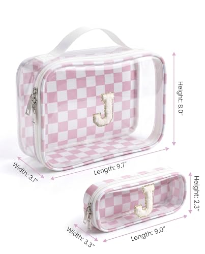 LETGO Personalized Checkered Makeup Bag Set of 2 - Pink & Beige J Variation
