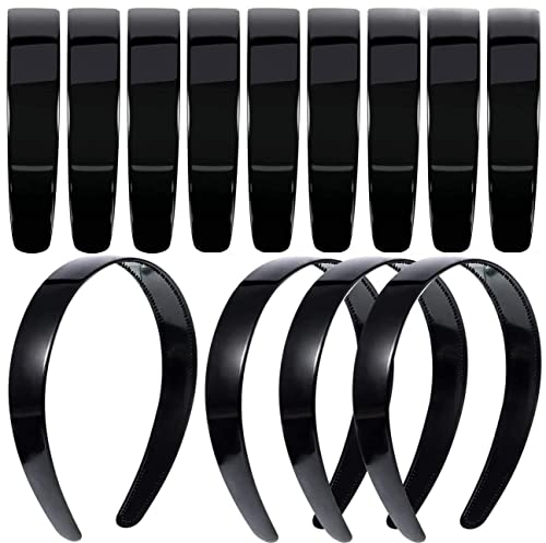 20 Pack Black Plastic Headbands with Teeth - Durable Hair Accessories for Women & Girls