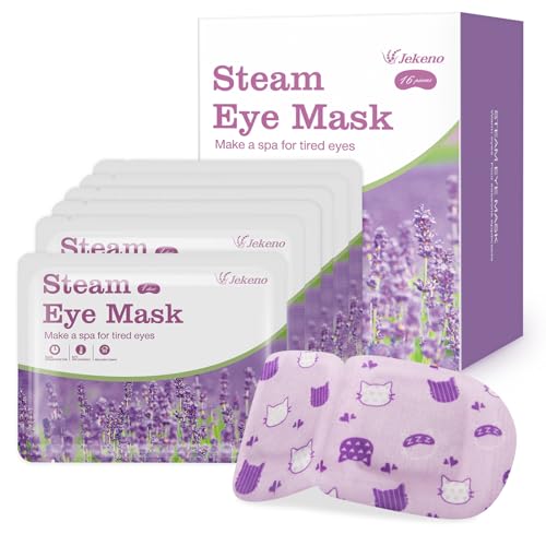 Jekeno Lavender Steam Eye Mask - 16 Packs Self-Heating Warm Compress for Dry Eyes