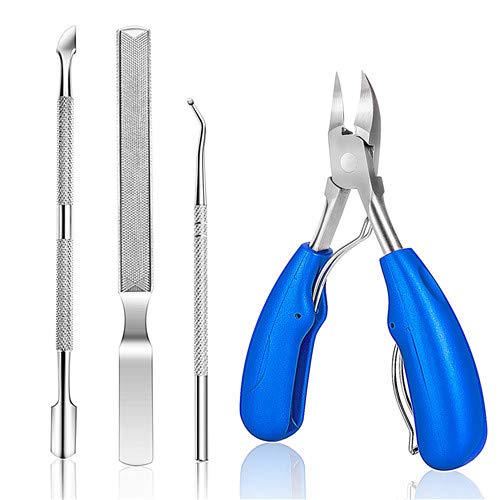 Premium Stainless Steel Toe Nail Clippers Set for Thick and Ingrown Nails - 4Pcs Manicure Pedicure Tools
