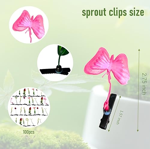 100 Pcs Cute Sprout Hair Clips - Assorted Plant & Flower Barrettes