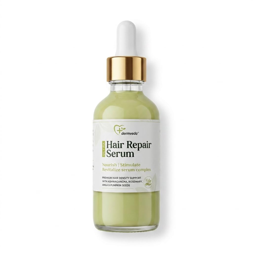 Dermveda Hair Repair Serum with Rosemary, Amla & Ashwagandha, Lightweight Scalp Care Oil for Thinning Hair & Dry Scalp, Herbal Formula, 30 ml