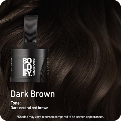 BOLDIFY Hairline Powder - Water-Resistant Root Touch Up Hair Color for Gray Coverage - 24-Hour Stain-Proof, Mess-Free Hair Powder for Thinning Hair - Dark Brown