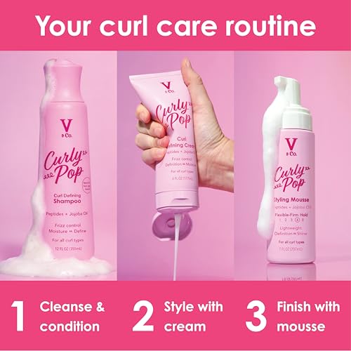 V&Co. Curly Pop Curl Defining Mousse, Anti-Frizz Hair Care (2-Pack, 6 oz)