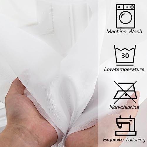 OWENIE Sheer White Curtains 84" Long, 2 Panel Set, 59" Wide Voile Drapes