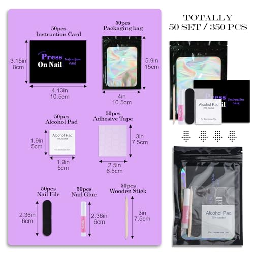 Uyolaxed Disposable Nail Supplies Kits - Black, 350pcs, 50 Sets