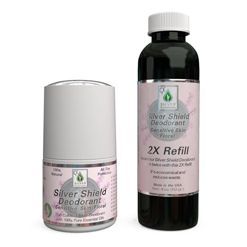 Silver Shield Sensitive Skin Deodorant with Colloidal Silver & Floral Scent - All Natural, Refillable Roll-On 2 oz