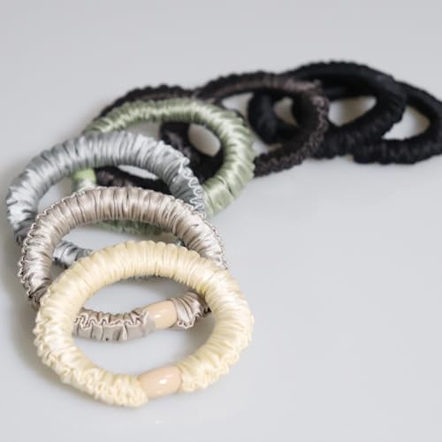 9PCS Skinny Satin Scrunchies - Gentle Anti-Frizz Hair Ties for Women