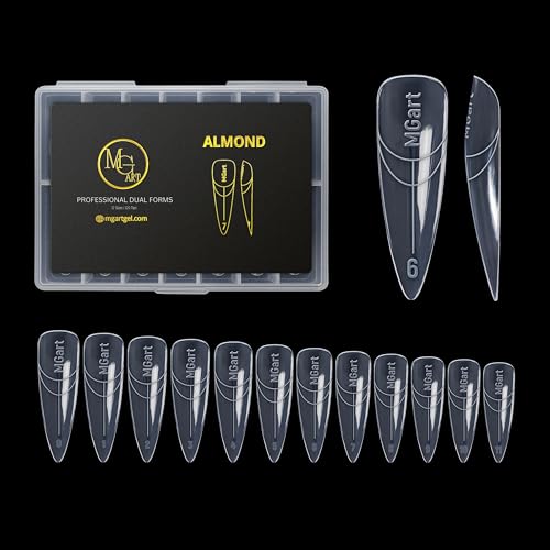 MGART Dual Nail Forms for Almond Extensions - 120 Pcs Full Cover Molds