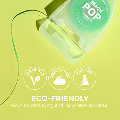 Reach POP Dental Floss 164 Ft Pack of 2 Peppermint Vegan Wax Shred-Resistant