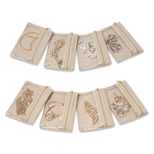 KarSyon Jewelry Travel Pouch Case - 8 Velvet Zipper Pouches