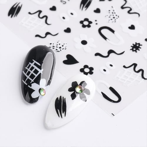 Gothic Flame Star Checkerboard Nail Stickers - 3 Sheets
