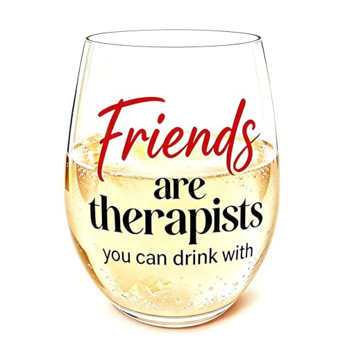 Funny Stemless Wine Glass for Friends - 15oz Gift for Women