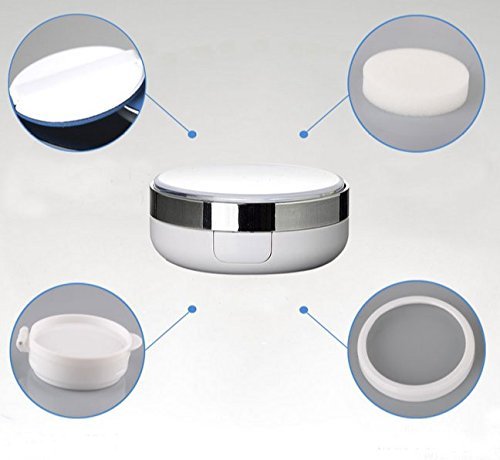 Portable White Air Cushion Puff Box with Mirror & Powder Puff