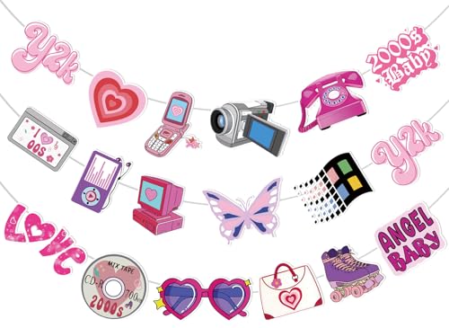 Y2K Party Decorations Set - 3 Banners for 2000s Themed Events