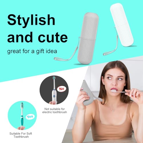 UCEC Portable Toothbrush Case 2-Pack, 7.7 Inch - Grey & White