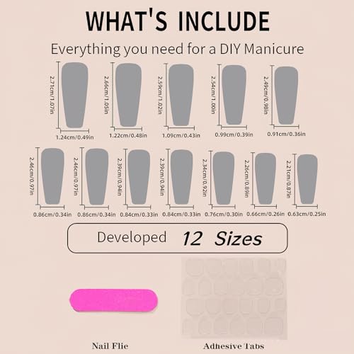 Pink Rhinestone Press On Nails - 24pcs Long Square Coffin Set