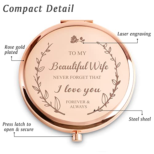 Personalized Compact Mirror for Wife - Engraved Makeup Mirror Gift for Her