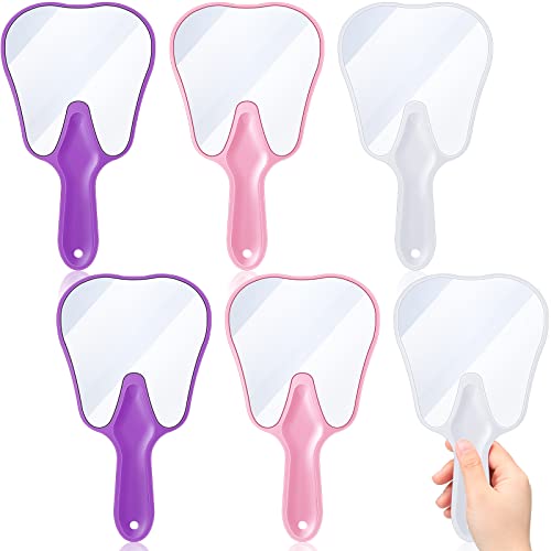 6 Tooth Shaped Handheld Mirrors - Cute Portable Makeup Tools