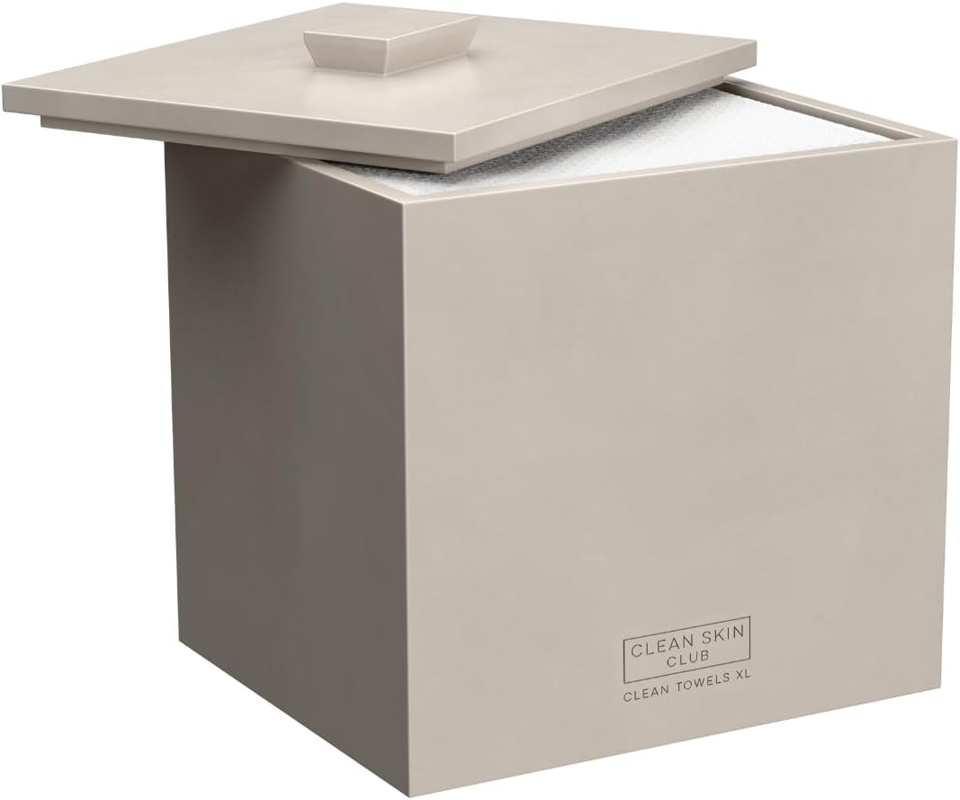 CLEAN SKIN CLUB Cement Box - XL Storage for 50 Disposable Towels | Concrete Container for Face Towelettes - Taupe Stone