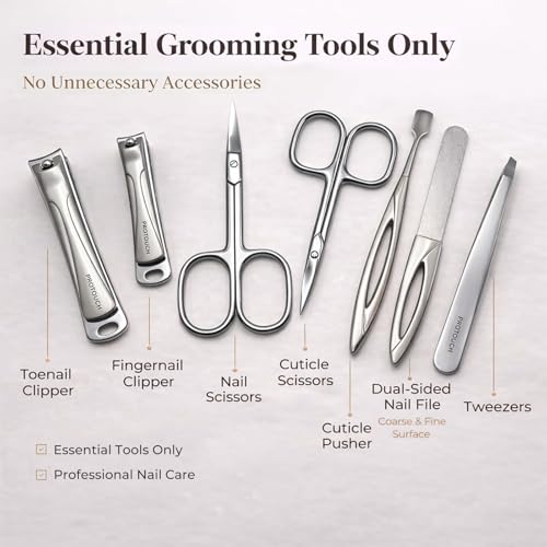 PROTOUCH Premium Manicure Set with Vegan Leather Case - Professional Nail Grooming Kit for Men & Women