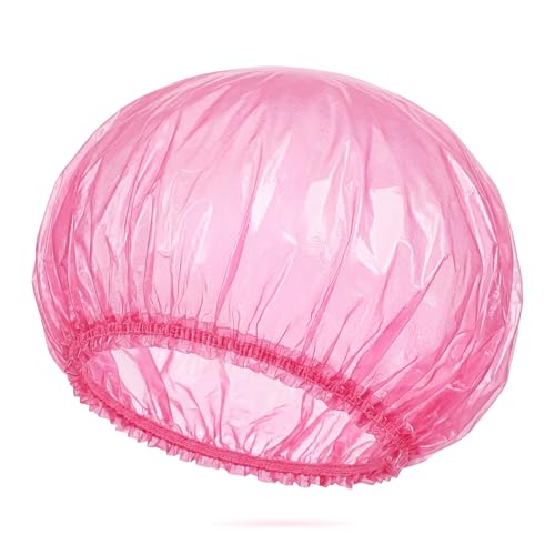 Pink Disposable Shower Caps - 200 Pack Heavy Duty Waterproof for Long Hair