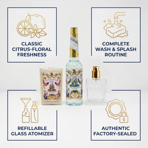 UNIVERSEBUNDLES Florida Water Spiritual Cleansing Gift Set with 2.5 Fl Oz Pack of 3, Includes Cologne, Bar Soap & Travel Spray