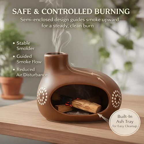 Ceramic Palo Santo Holder with Chimney for Controlled Burning