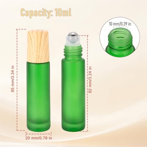Kesell 10ml Frosted Glass Roller Bottles - 10 Pack with Stainless Steel Balls