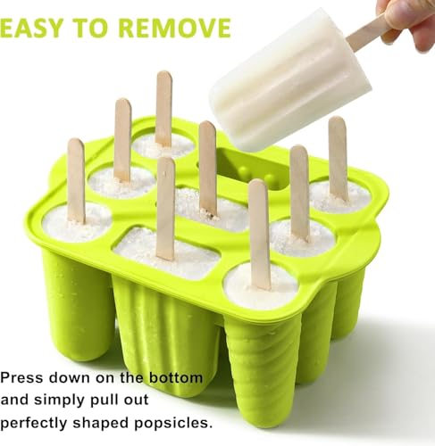 Silicone Popsicle Molds with 50 Wooden Sticks - BPA Free, Easy Release