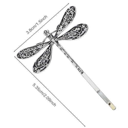 Mabor Dragonfly Hair Clip - Antique Silver Bobby Pins for Women