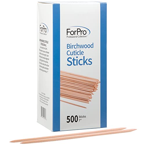 ForPro Birchwood Cuticle Sticks 7” 500-Count Double-Sided Pusher for Manicures & Pedicures