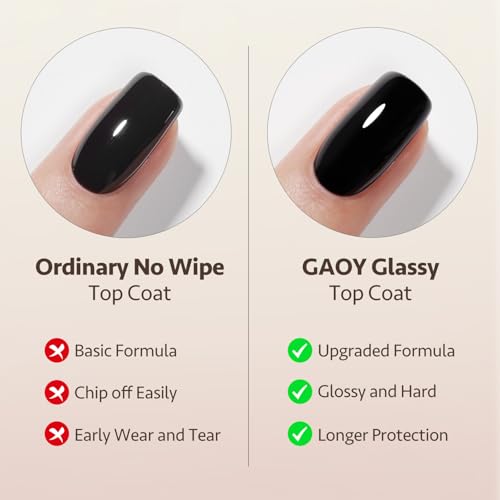 GAOY Gel Base & Top Coat Set - 2 Pcs, 7.3ml for UV Curing
