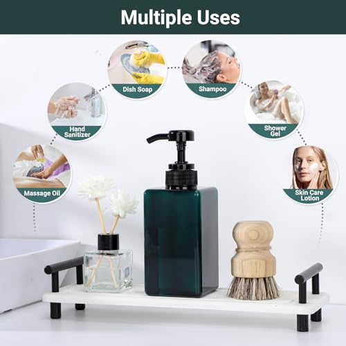 Suream Peacock Blue 3-Pack 15oz Refillable Shampoo & Conditioner Bottles, Eco-Friendly Pump Dispensers, Leak-Proof Bathroom & Travel Use