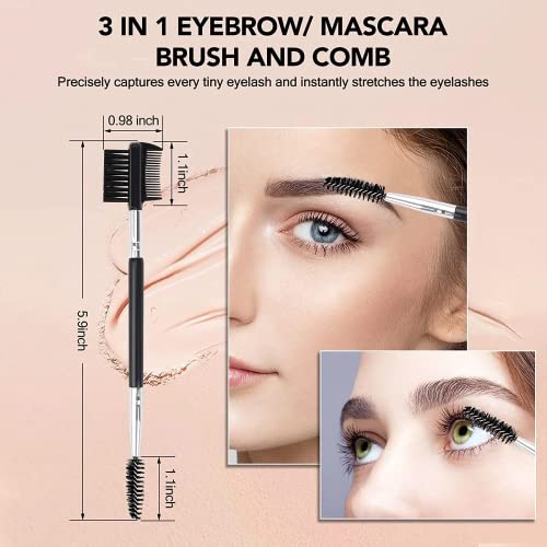3-Piece Eyebrow and Eyelash Grooming Tool Set with Dual Heads