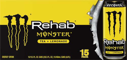 Monster Rehab Iced Tea - Lemonade Energy Drink, 15.5 Ounce | Refreshing Energy Boost