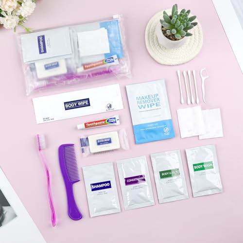 12-in-1 Travel Toiletry Kit, 5-Pack Bulk Personal Hygiene Sets for Travel