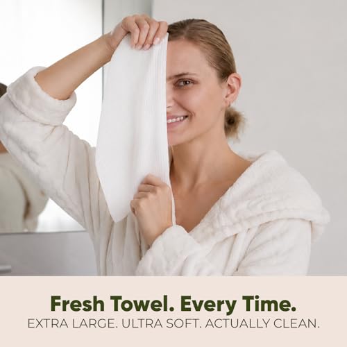 EcoFox Disposable Face Towels XL, 10x12 Inch, 120 Pack, Dual-Textured Wipes