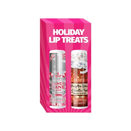 Hempz Fall Lip Balm Duo, Pumpkin Spice & Peppermint Candy, 2-Pack