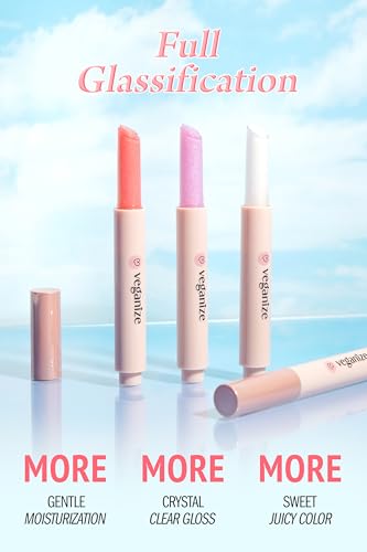 SELF BEAUTY Veganize Collagen Lip Glass Balm in Aurora Glitz - Hydrating Lip Gloss with Hyaluronic Acid for Moisturizing Dry Lips