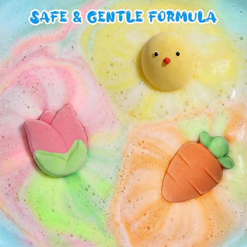 Kids Bath Bombs Easter Basket Favors - 6 Pack Bunny Carrot Bubble Bath Toys