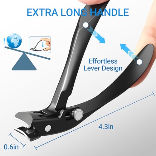 Long Handle Toenail Clippers for Seniors - Thick Nail Clipper Black