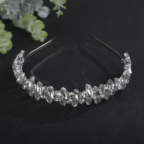 Silver Crystal Rhinestone Wedding Headband - Bridal Tiara Headpiece