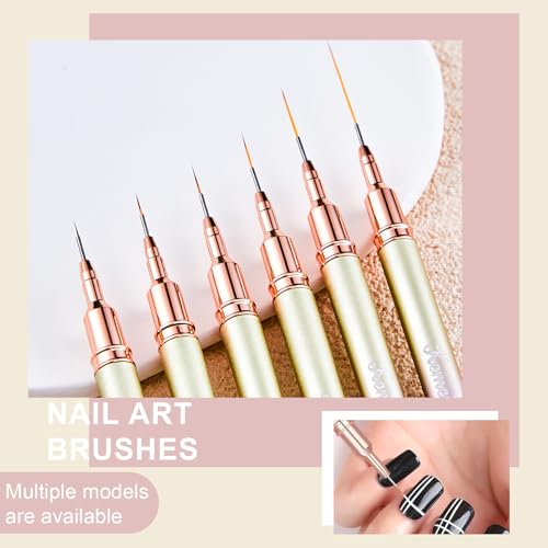 KEMEISI 6-Piece Nail Art Brush Set for Gel Polish & Detailing
