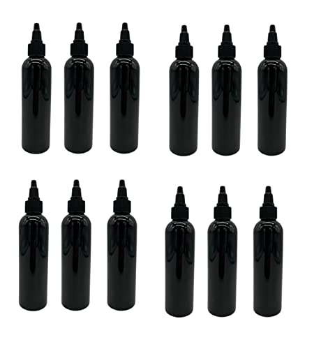 4 oz Black Cosmo Plastic Bottles - 12 Pack with Twist Top Cap