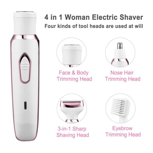 4-in-1 Women’s Electric Razor & Trimmer – Painless Facial & Body Hair Removal