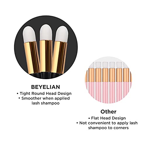 BEYELIAN 20 Pcs Black Lash Shampoo Brush Set for Eyelash Extension & Facial Cleansing (Brushes-Black)