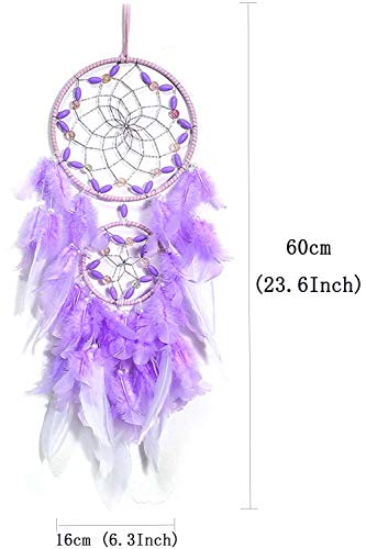 Large Purple Dream Catcher - Handmade Feather Wall Decor for Bedroom