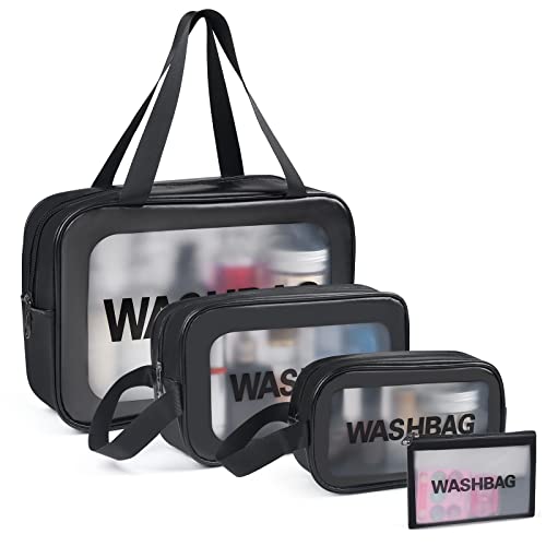 YuanCheng 4-Piece Waterproof PU Leather Travel Toiletry Bags Set
